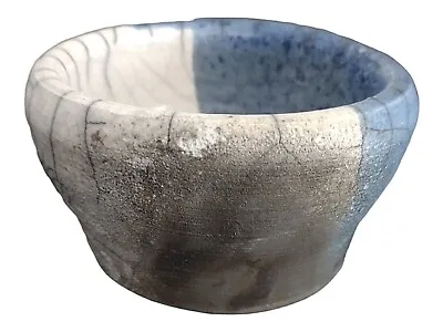 Buy Vintage Handmade Handcrafted Fired Raku Blue And White Bowl Trinket Dish Pottery • 14.57£