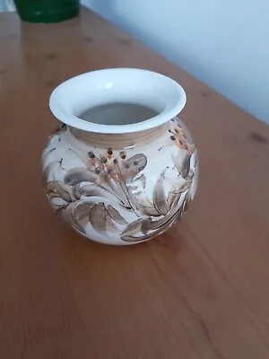 Buy Jersey Pottery Small Bulbous Vase Cream, Raised Leaf Pattern 8.5cm  • 10£