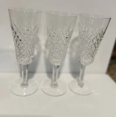 Buy 3 WATERFORD CRYSTAL Criss Cross Cut Water Wine Claret Champagne  Glasses  Marked • 57.08£