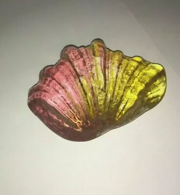 Buy Glass Sea Shell Paperweight Paper Weight Pink Gold  Seaside Sea Beach Vintage • 10.50£