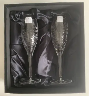 Buy Vintage Set Of 2 Royal Doulton Crystal Cut Glass Keswick Champagne Flutes 180ml • 24.99£