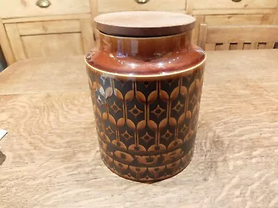 Buy Vintage Retro Hornsea Pottery Flour Storage Jar  Wooden Lid Heirloom Design 20cm • 12.50£