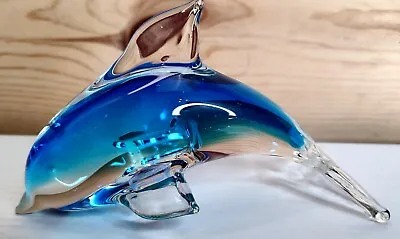 Buy Fifth Avenue Crystal LTD Glass Hand Blown Blue Dolphin 6.5 Inch Figurine • 23.93£