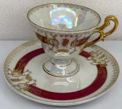 Buy Antique Lefton Fine China Hand Painted Teacup & Saucer Set (#110) England Ornate • 14.21£