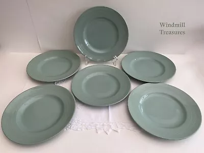 Buy 6 WOODS WARE BERYL GREEN DINNER PLATES 25cm UTILITY 1940s - GREAT CONDITION • 24.99£