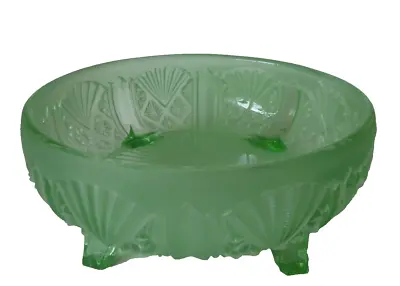Buy Antique George Davidson Art Deco Frosted Green Glass Footed Bowl Pattern 718 • 18£