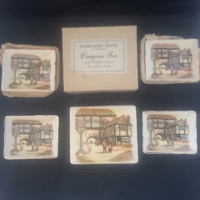 Buy Vintage Sandland Pottery Trinket Box Set Advertising The Jolly Drove Pub Lincoln • 45£