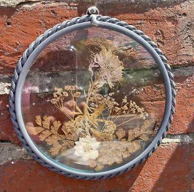 Buy Pressed Flowers Round Pewter Lead Glass Frame Window Wall Hanging  • 3£