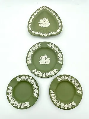Buy Green Wedgwood Jasperware Ashtrays Set Of 4 50s & 60s Vintage • 30.35£