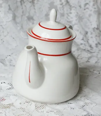 Buy Contemporary English Fine China Red Stripe 2 Pint Tea Or Coffee Pot 19cm Tall  • 8£