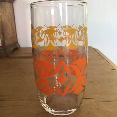 Buy 1970’s Glass-Clear Glass With A Yellow & Orange Design • 6£