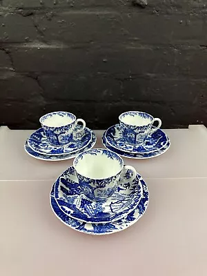 Buy 3 X Royal Crown Derby Mikado Small Cups Saucers And Side Plates Trios Set • 34.99£