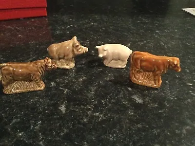 Buy 4 Wade Whimsies Cream Pig 2 Brown  Cows 1 Wild Boar Wade England Collectables • 7.50£