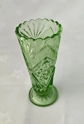 Buy Vintage 1930s /1940s Lime Green Pressed Glass Small  Vase 6 X 2  • 9.99£