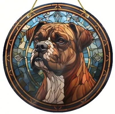 Buy LARGE BOXER Dog Lover SUN Suncatcher Stained Glass Birthday Present Gift Window • 11.50£