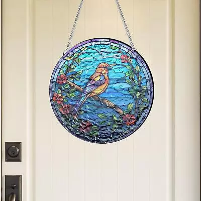 Buy Bird Ornament Stained Glass Window Hanging Decor Panel Decorative Easy To • 7.81£
