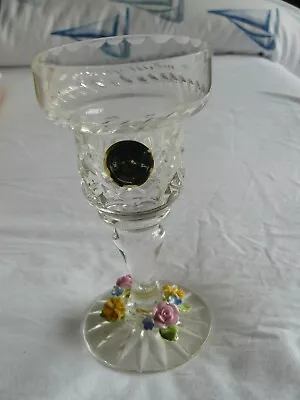 Buy Cut Glass Crystal & China Flower Candlestick Tutbury Georgian Crystal C1980s • 12.99£