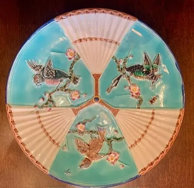 Buy Wedgwood Antique Majolica Plate With Bird & Fan Pattern 9 Inches Turquoise Cream • 162.88£