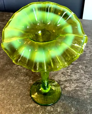 Buy Rare Victorian Jack In The Pulpit Vaseline Glass Vase • 45£