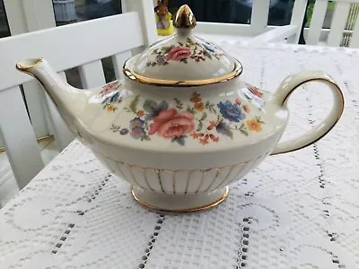 Buy Arthur Wood Pottery 1950s Porcelain Oval Floral Teapot  • 25£