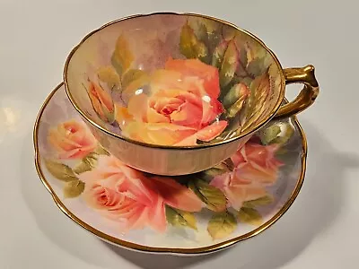 Buy Paragon Signed (fred) F. Wright Demitasse Teacup & Saucer Set Peach Cabbage Rose • 672.34£