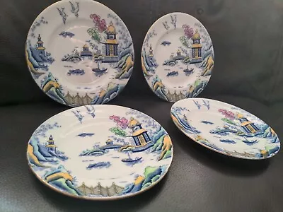 Buy Crown Staffordshire Chinese Willow Set Tea Plates 16cm • 19.99£