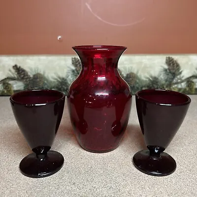 Buy Ruby Red Glassware.  Middle Piece Is Indiana! Great Condition, No Chips Or Crack • 14.45£