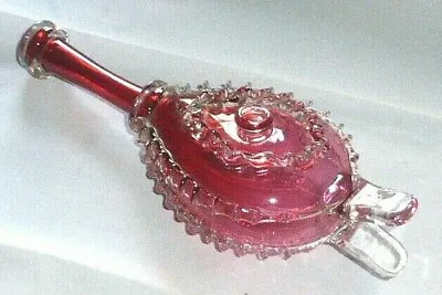 Buy Rare Antique Nailsea Hand Blown Cranberry Glass Bellows Frigger, 1840-1860 • 165£