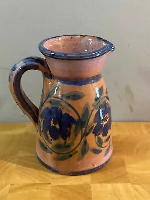 Buy Studio Pottery Pink And Blue Floral Jug Hand Painted In Portugal • 20£