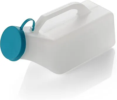 Buy Male Urinal Bottle - Secure Cap - Easy Grip Handle - Measuring Scale (1000ml) • 5.99£