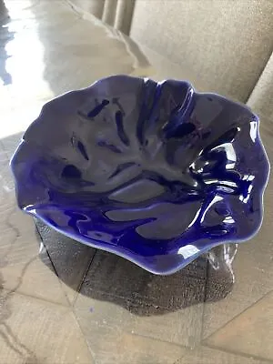 Buy Royal Copenhagen Dark Cobalt Blue Natura Bowl Designed By Ole Kortzau Vintage • 74.92£