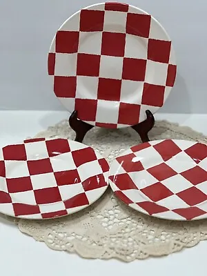 Buy 3 Royal Stafford Fine Earthenware Red & White Chequers Salad Plates 8.5” England • 40.76£