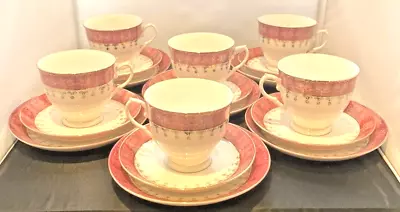 Buy Set Of Six Bone China- Trio   Pink Eastern Design   China Cup Saucer & Plate • 20£
