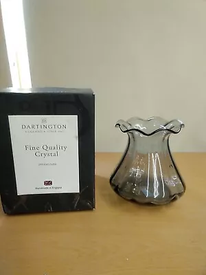 Buy Dartington Smoked Crystal Glass Fluted Vase, Handmade Vintage 16cm, Boxed • 12£