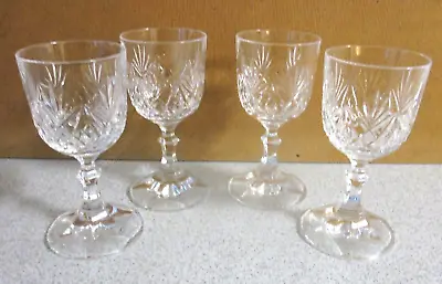 Buy 4 X CRYSTAL CUT WINE GLASSES (1970's) • 8£