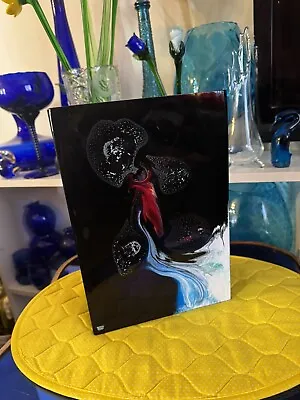 Buy Kosta Boda Black Art Glass Rectangular Vase Colorful Design Signed A Jungnelius • 241.11£