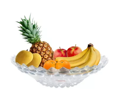 Buy Glass Fruit Bowl Large Shallow Dessert Snack Platter Salad Dish Serving Display • 13.99£