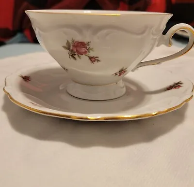 Buy Vintage Bavarian China, Cup And Saucer. Western Germany. Delicate Rosebud Design • 12.48£