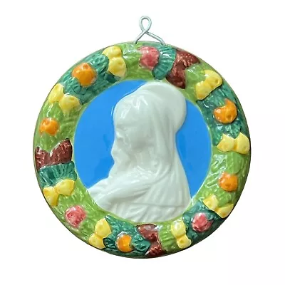 Buy Virgin Mary Della Robbia Wreath Ceramic Wall Plaque Hand Made La Giara Deruta • 47.35£