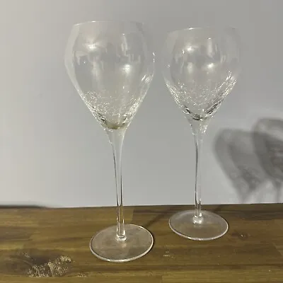 Buy 2 Pier 1 Imports Crackle Wine Water Glasses Goblet Clear Stemmed 9-3/4  • 43.38£