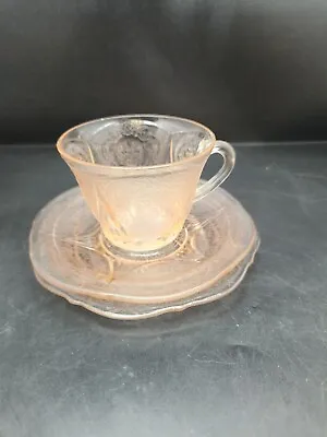Buy Vintage Pink Depression Glass Hazel Atlas Royal Lace Trio Cup Saucer Side Plate • 11£