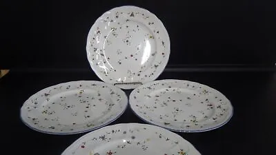Buy Noritake Epoch Oakbrook Blue Rim Scalloped Floral Dinner Plates Set Of 4 • 37.55£