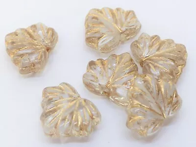 Buy 13mm Czech Glass Heart Shaped Maple Leaf/drop Beads - Hole Through - (12pcs) • 2.49£