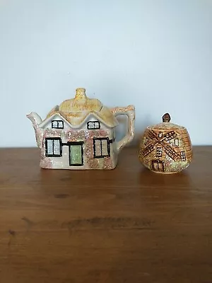 Buy Vintage CottageWare Teapot & Sugsr Bowl Ceramic Made In England Ye Olde Cottage  • 7.99£