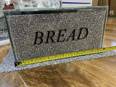 Buy XL Silver Crushed Diamond Bread Bin Crystal Mirrored Container Jar Kitchen Bling • 79.99£