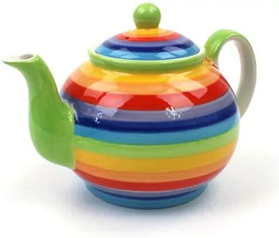 Buy Stylish Hand Painted Rainbow Traditional Ceramic Teapot (Large) 1 Litre • 29.99£