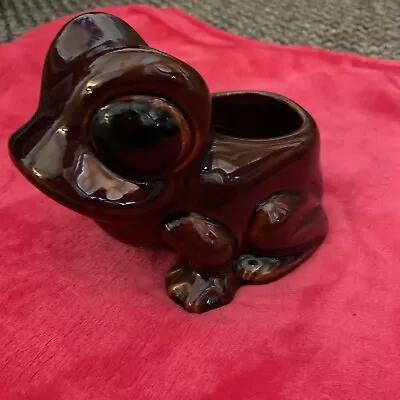 Buy Vintage Denmead Pottery Frog Planter Vase Plant Pot Jardiniere Brown Decor 70s • 6£
