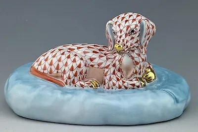 Buy 🦋 MINT HEREND Dachshund Resting Rust Fishnet Dog Figurine ($500 Retail) • 299.65£