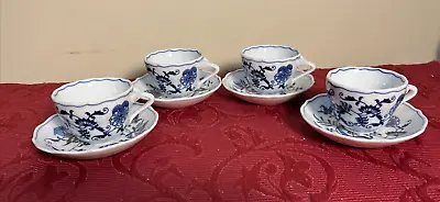 Buy Blue Danube Japan Porcelain Demitasse Cup & Saucer Sets Rectangle Mark ~Set Of 4 • 23.96£