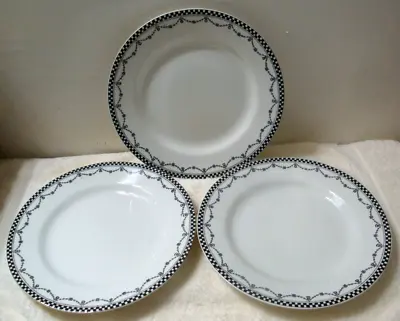 Buy 3-pc BCM Nelson Ware Made In England Black And White Checkered Rim Plate 9  • 47.41£